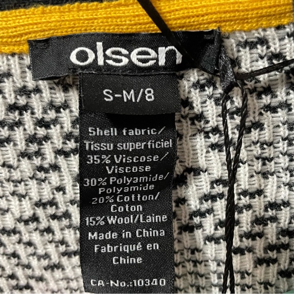Olsen New w/Tags Womens Black/White Open Front Cardigan Germany Size S-M/8 - Picture 2 of 7